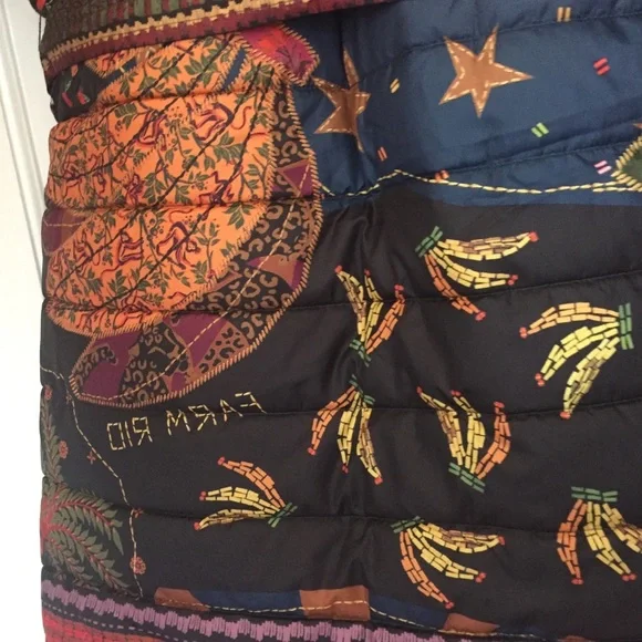 Farm Rio Crazy Mix Reversible Puffer Jacket Dopamine Tropical - Picture 11 of 13